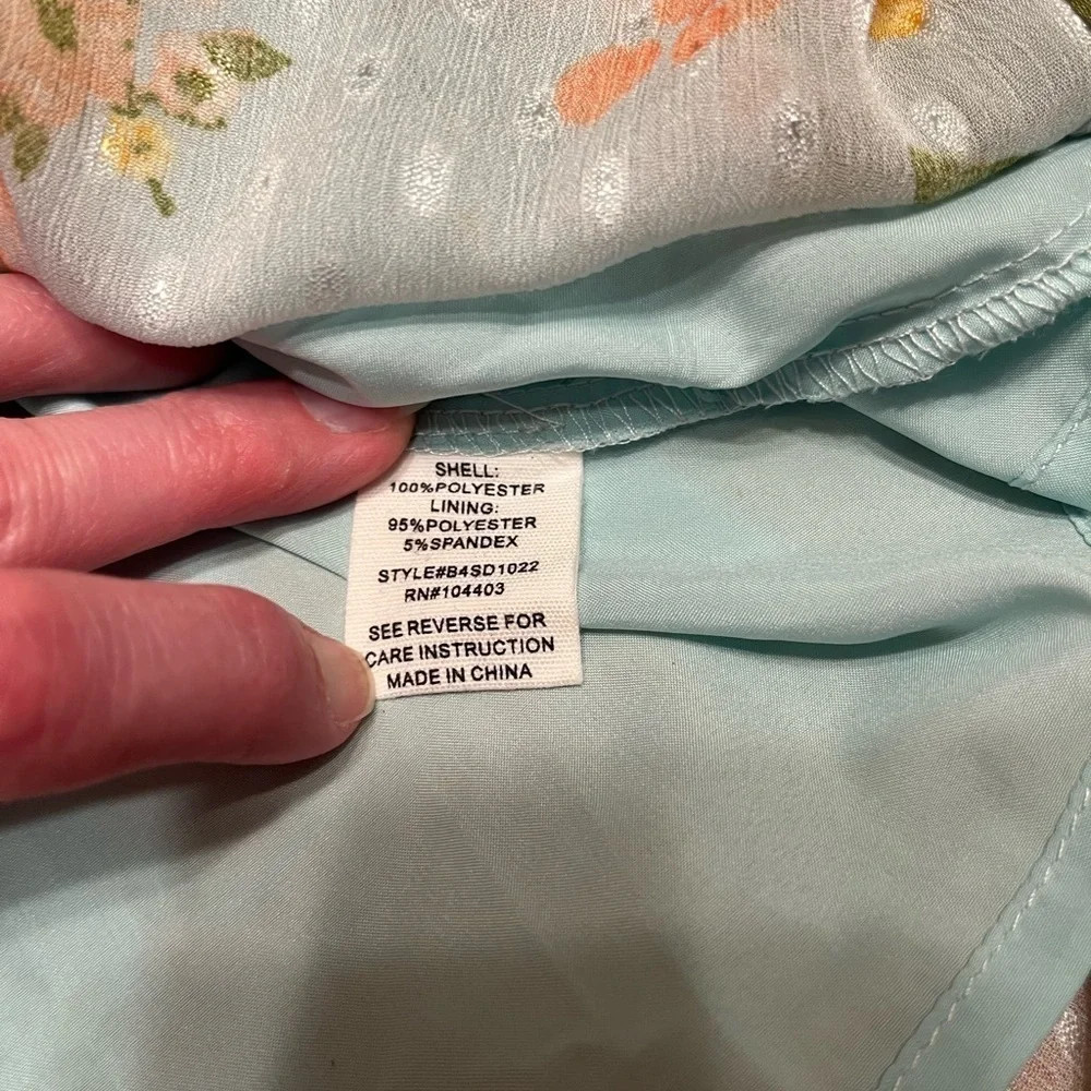 By The River Blossom In Time Blue Multi Floral Ruffle Tiered Midi Dress Size L - Picture 14 of 14